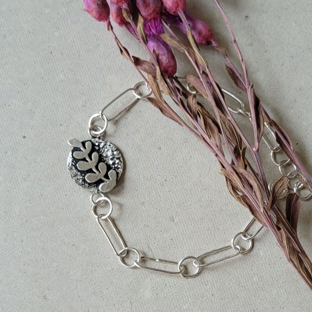 Handmade 925 Silver Bracelet - Olive Branch Design